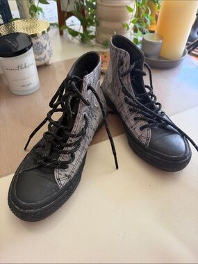 Converse High-Top Sneakers in Black and Gray Pattern